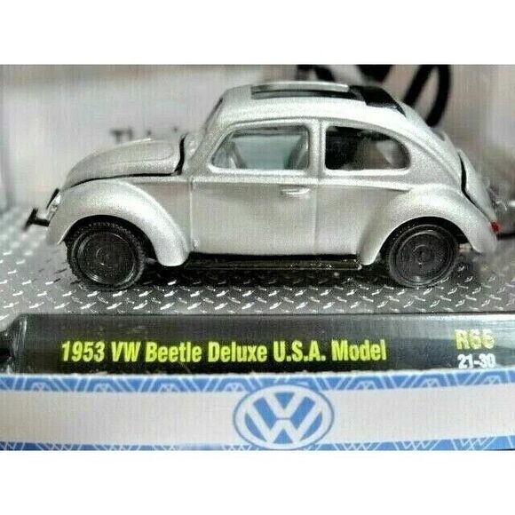 M2 1953 VW Beetle Deluxe USA Model Gray Volkswagon 1:64 Diecast Car Clear Case - Picture 3 of 3